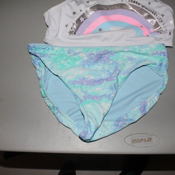 Multi Color Reversibile 2 Pcs Justice Bikini Swimsuit Size 14 - Picture 3 of 11